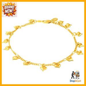 Gold Plated Dangling Hearts Ankle Bracelet Elegant Minimal Chic Accessory